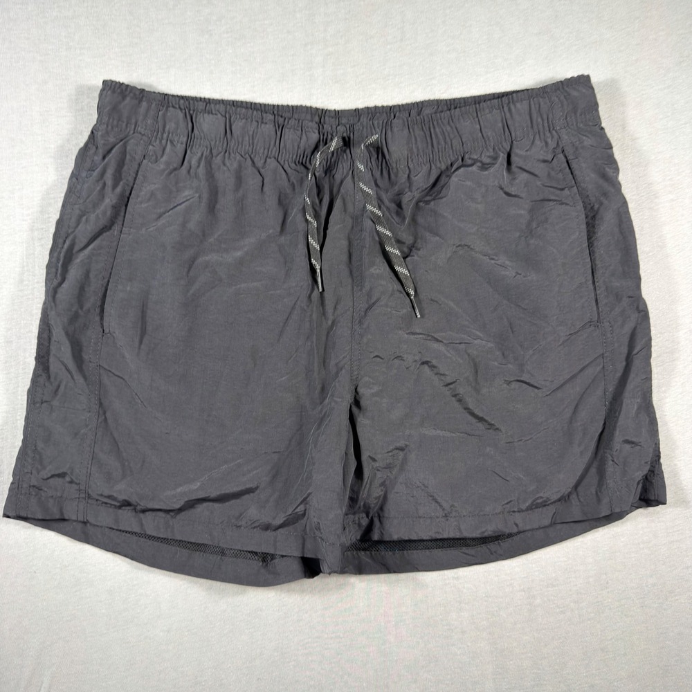Plugg Mens Swim Trunks XL 38 Charcoal Gray Nylon Mesh Lined Board Shorts 5 In
